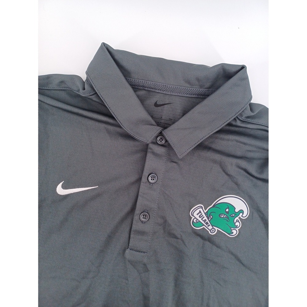Nike Dri-Fit Mens Small Gray Tulane University Short Sleeve Polo